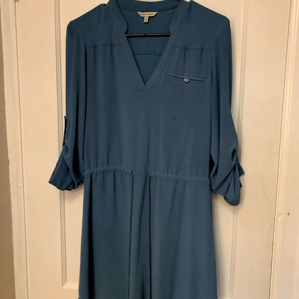 Blue 3/4 sleeve shirt dress